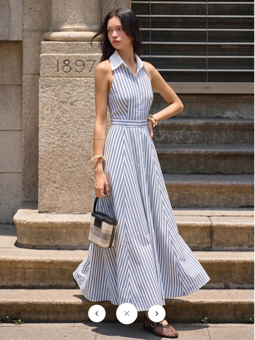 NWT Commense Striped Sleeveless Shirt Maxi Dress Sz S